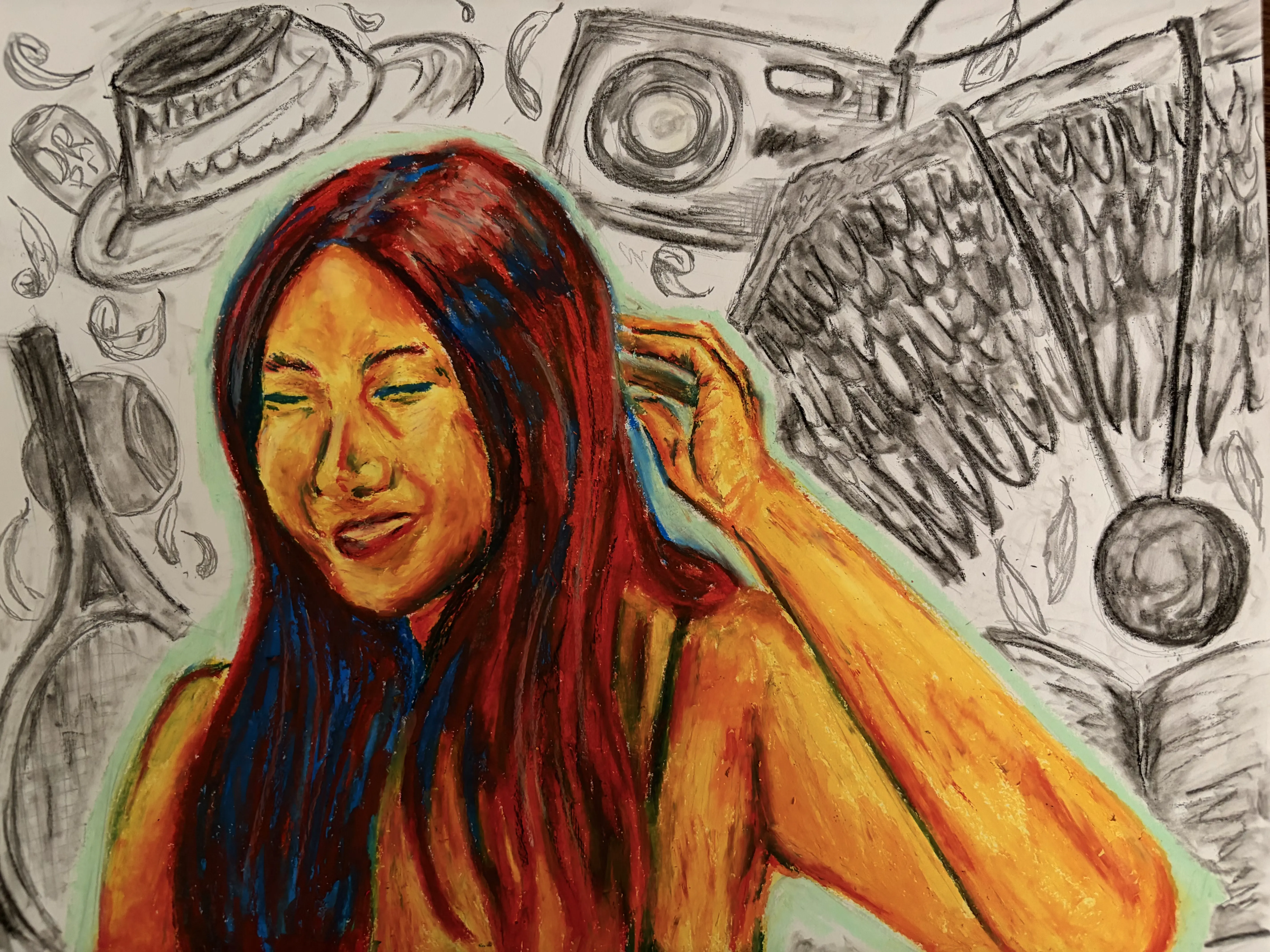 Self-Portrait in Oil Pastel